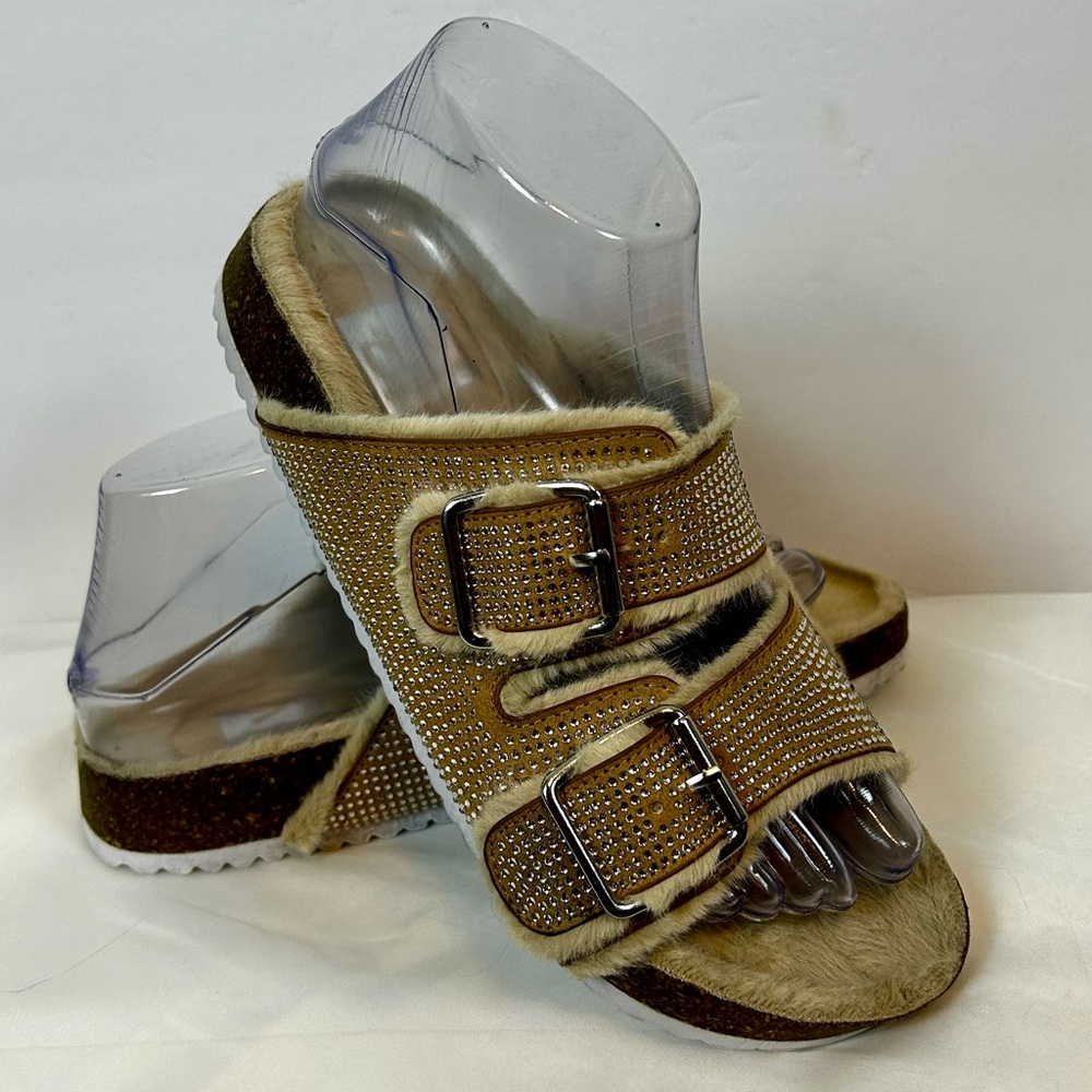 Dolce Vita Women’s Faux Fur Lined Bonita Brown Slides Sandals / size 7